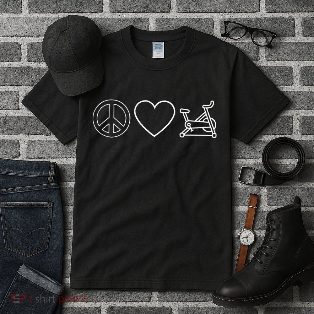 Peace Love Spin Heart Funny Spin Class Spinning Cycling Gym Tall T-Shirt