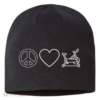 Peace Love Spin Heart Funny Spin Class Spinning Cycling Gym Sustainable Beanie