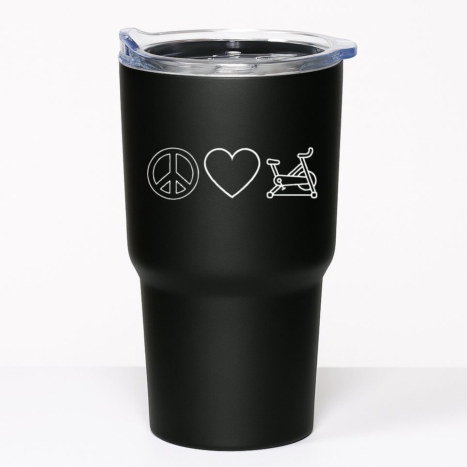 Peace Love Spin Heart Funny Spin Class Spinning Cycling Gym Tumbler