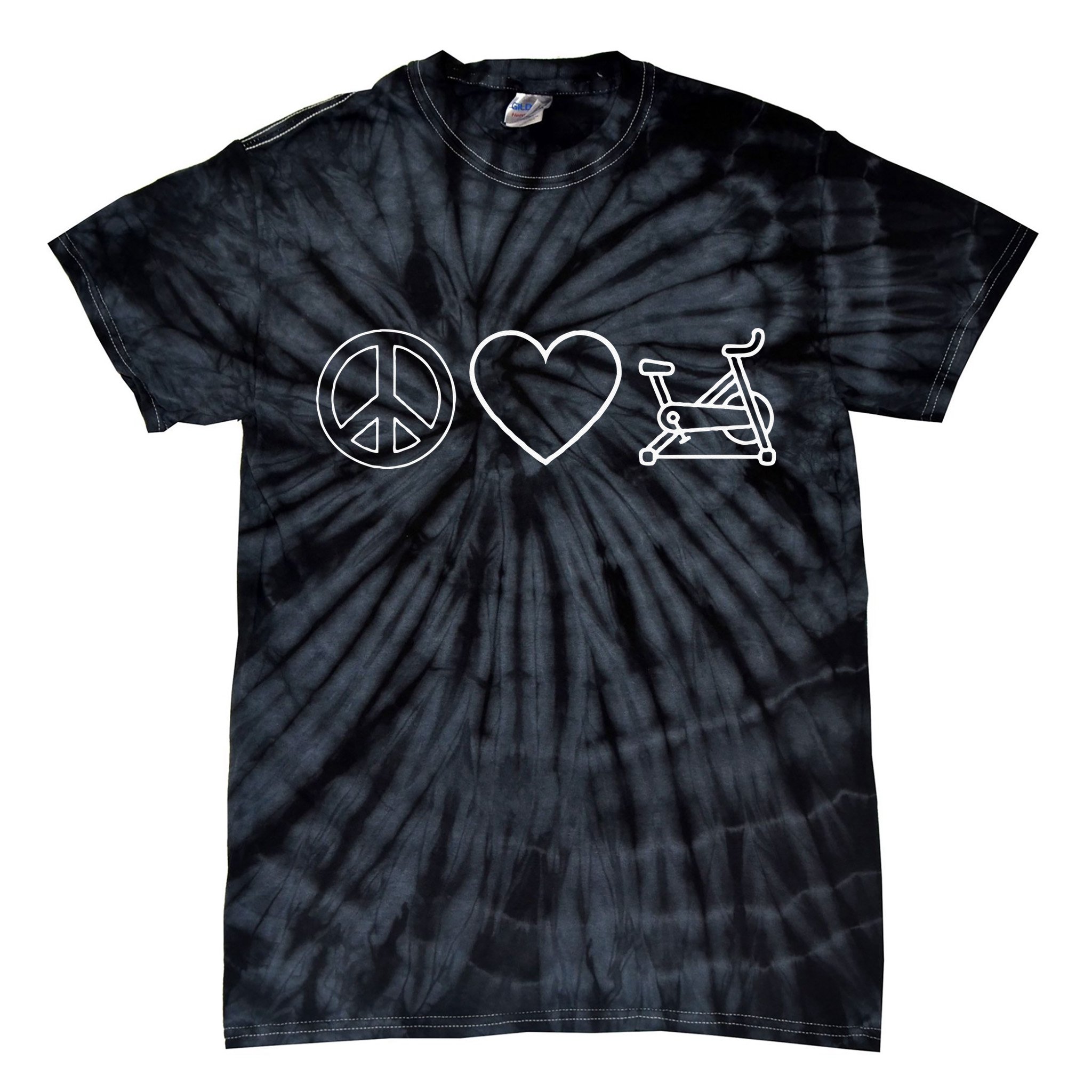 Peace Love Spin Heart Funny Spin Class Spinning Cycling Gym Tie-Dye T-Shirt