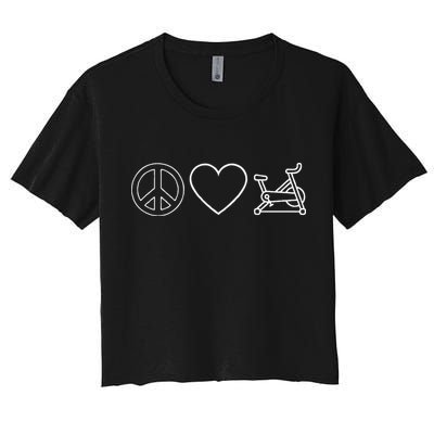 Peace Love Spin Heart Funny Spin Class Spinning Cycling Gym Crop Top