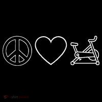 Peace Love Spin Heart Funny Spin Class Spinning Cycling Gym Womens T-Shirt