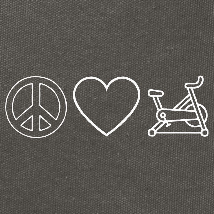 Peace Love Spin Heart Funny Spin Class Spinning Cycling Gym Cotton Canvas Backpack