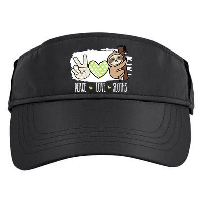 Peace Love Sloths Tropical Sloth Lover Hippie Gift Adult Drive Performance Visor