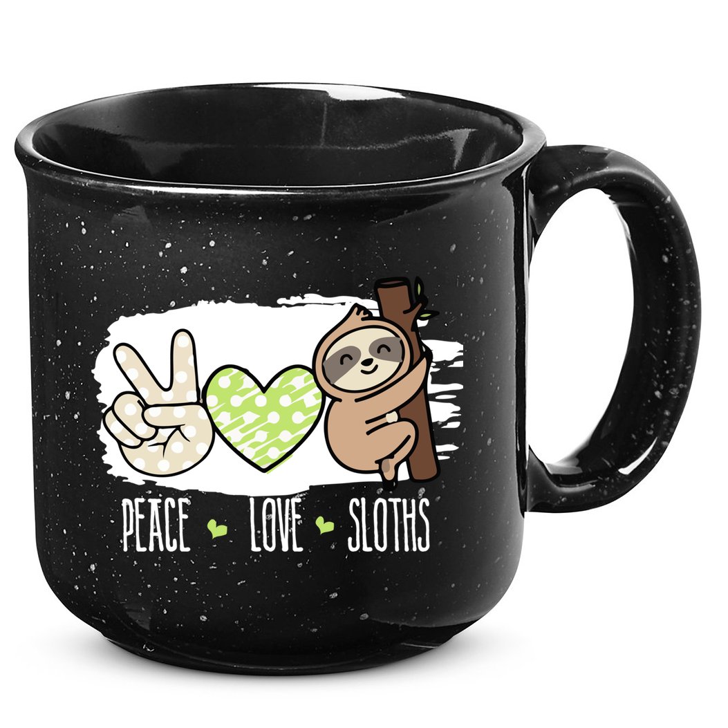 Peace Love Sloths Tropical Sloth Lover Hippie Gift 15oz Campfire Ceramic Mug