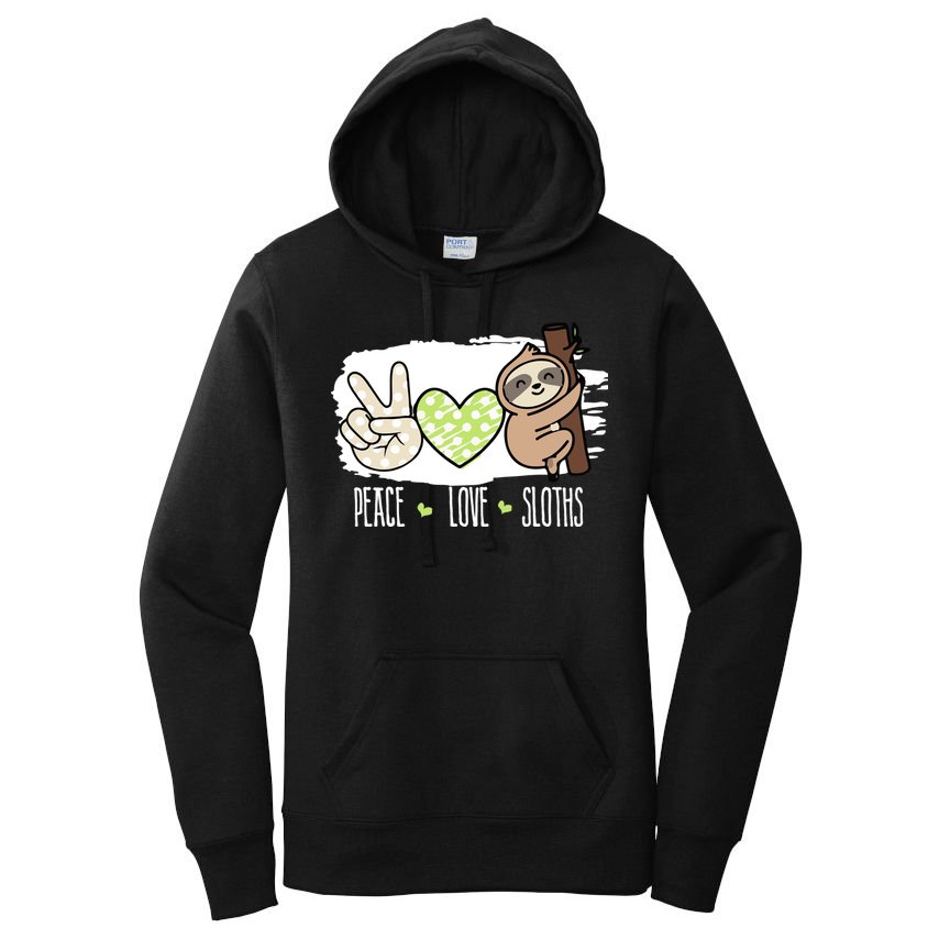 Peace Love Sloths Tropical Sloth Lover Hippie Gift Women's Pullover Hoodie