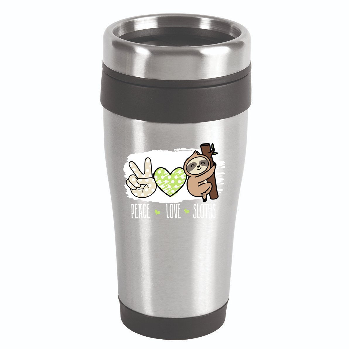 Peace Love Sloths Tropical Sloth Lover Hippie Gift 16oz Travel Tumbler