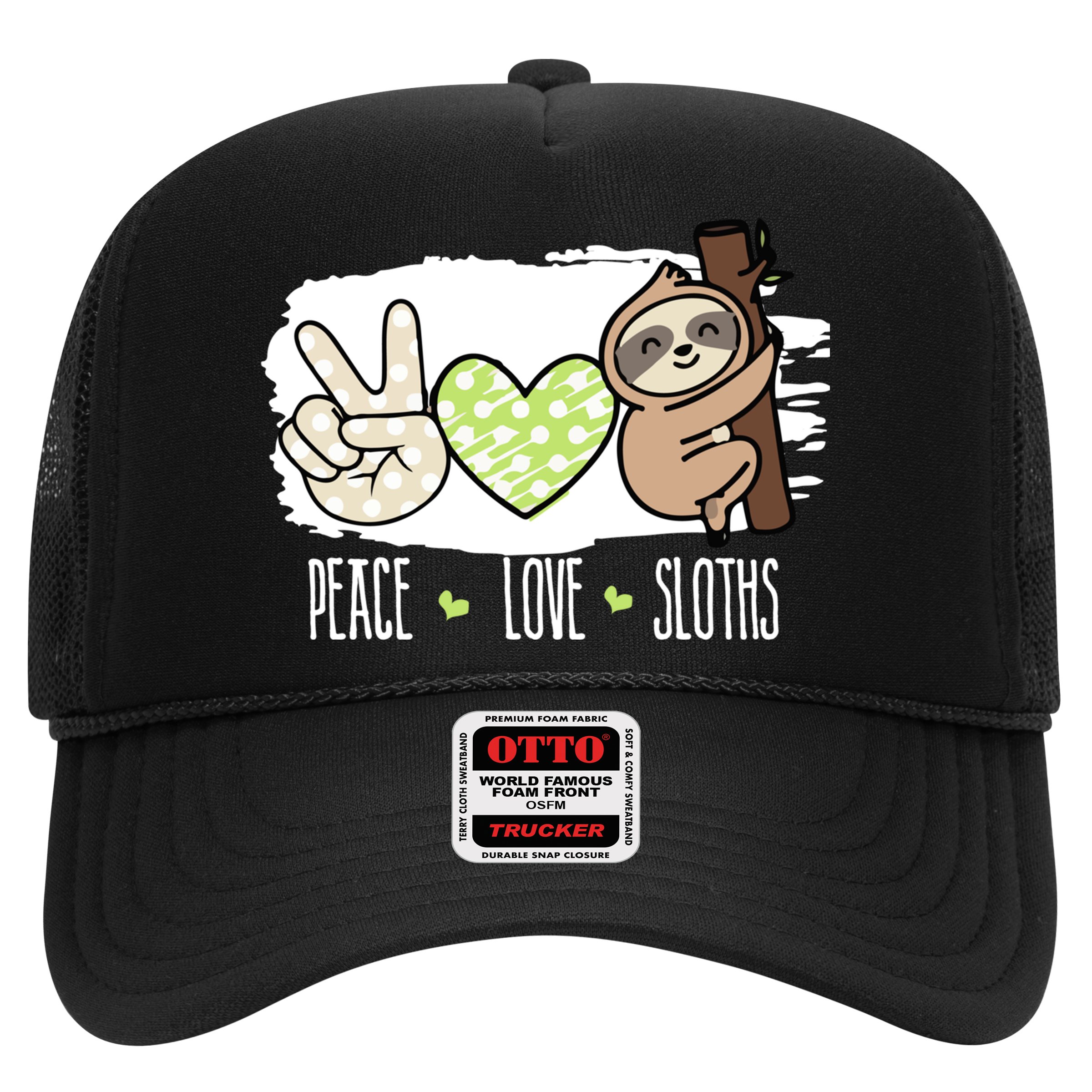 Peace Love Sloths Tropical Sloth Lover Hippie Gift Trucker Hat