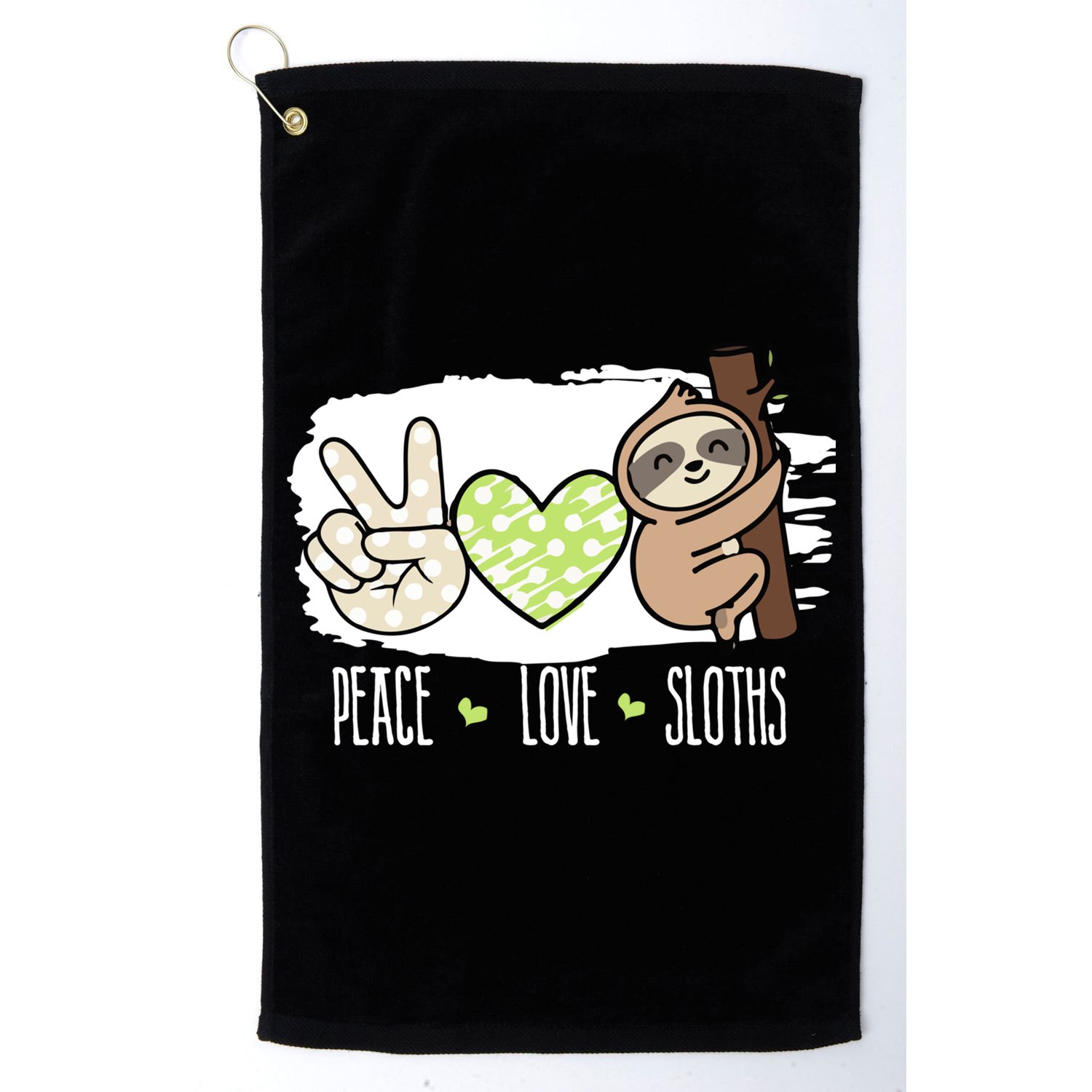 Peace Love Sloths Tropical Sloth Lover Hippie Gift Golf Towel