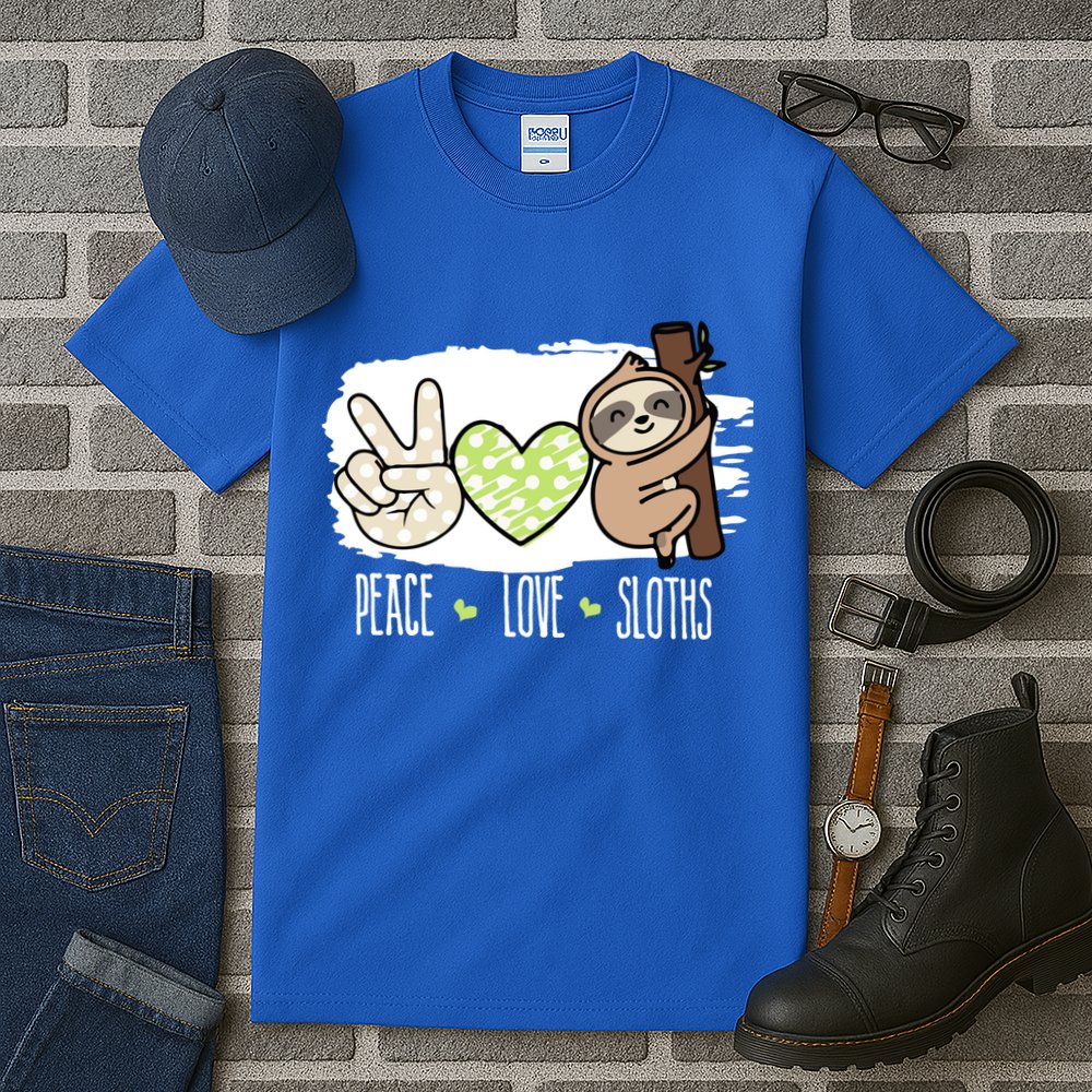 Peace Love Sloths Tropical Sloth Lover Hippie Gift Tall T-Shirt