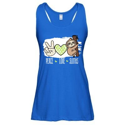 Peace Love Sloths Tropical Sloth Lover Hippie Gift Ladies Essential Flowy Tank