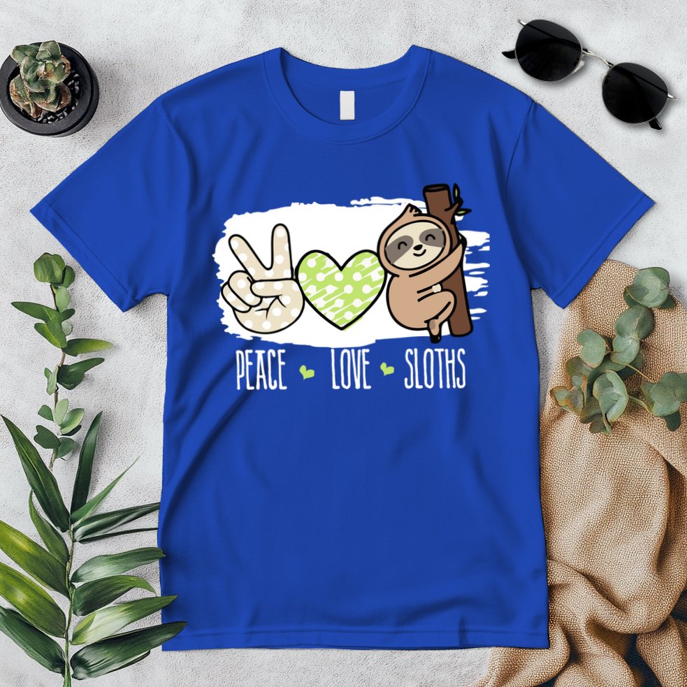 Peace Love Sloths Tropical Sloth Lover Hippie Gift Premium T-Shirt