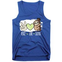 Peace Love Sloths Tropical Sloth Lover Hippie Gift Tank Top