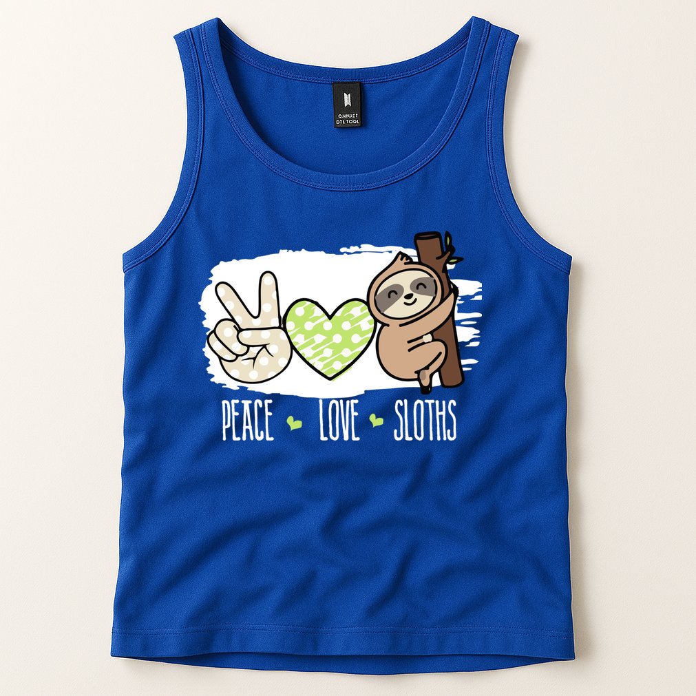 Peace Love Sloths Tropical Sloth Lover Hippie Gift Tank Top