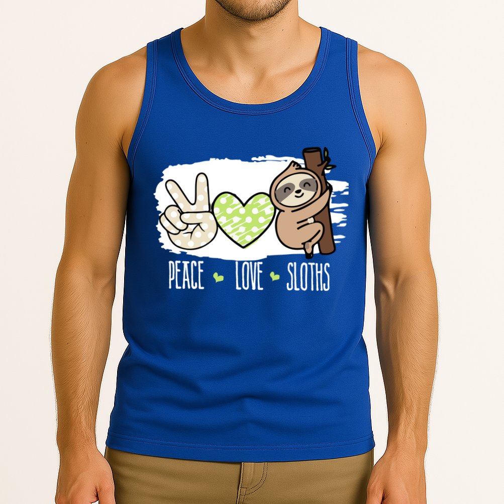 Peace Love Sloths Tropical Sloth Lover Hippie Gift Tank Top