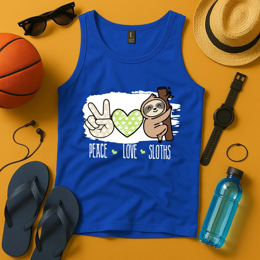 Peace Love Sloths Tropical Sloth Lover Hippie Gift Tank Top