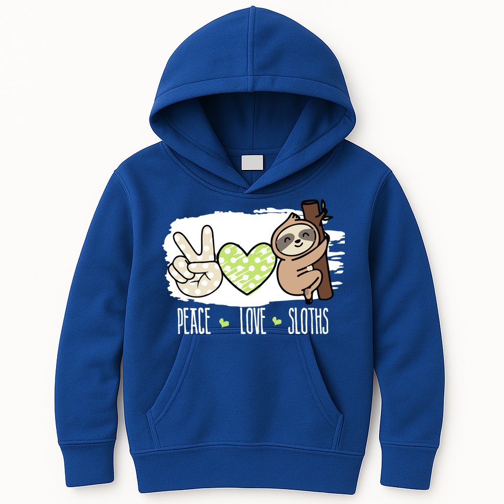 Peace Love Sloths Tropical Sloth Lover Hippie Gift Kids Hoodie