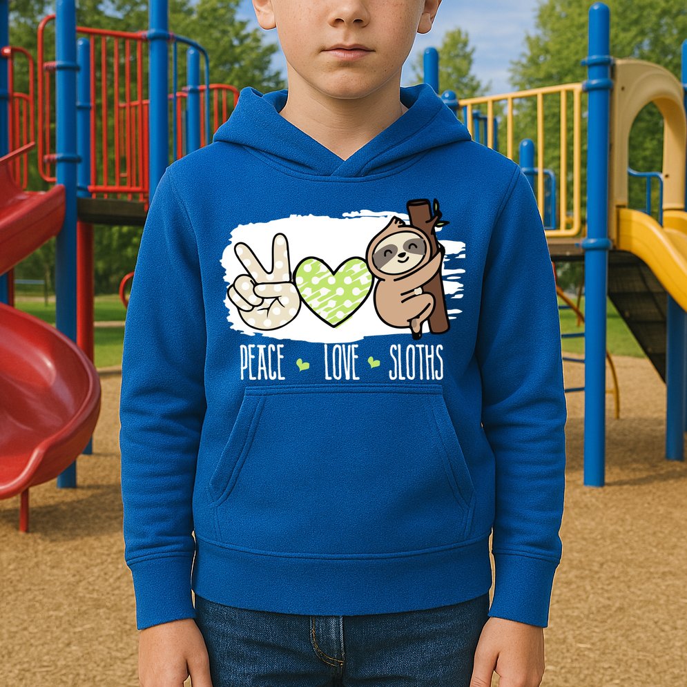Peace Love Sloths Tropical Sloth Lover Hippie Gift Kids Hoodie