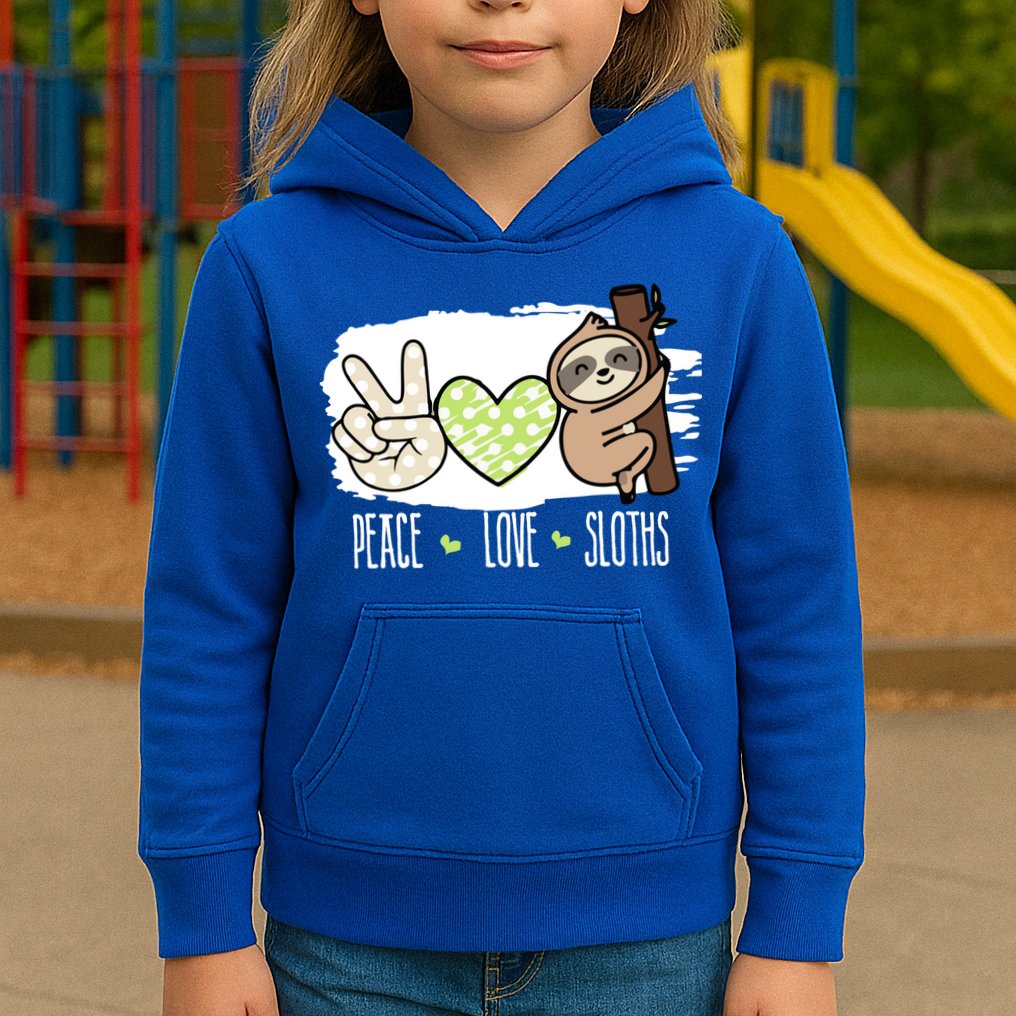 Peace Love Sloths Tropical Sloth Lover Hippie Gift Kids Hoodie