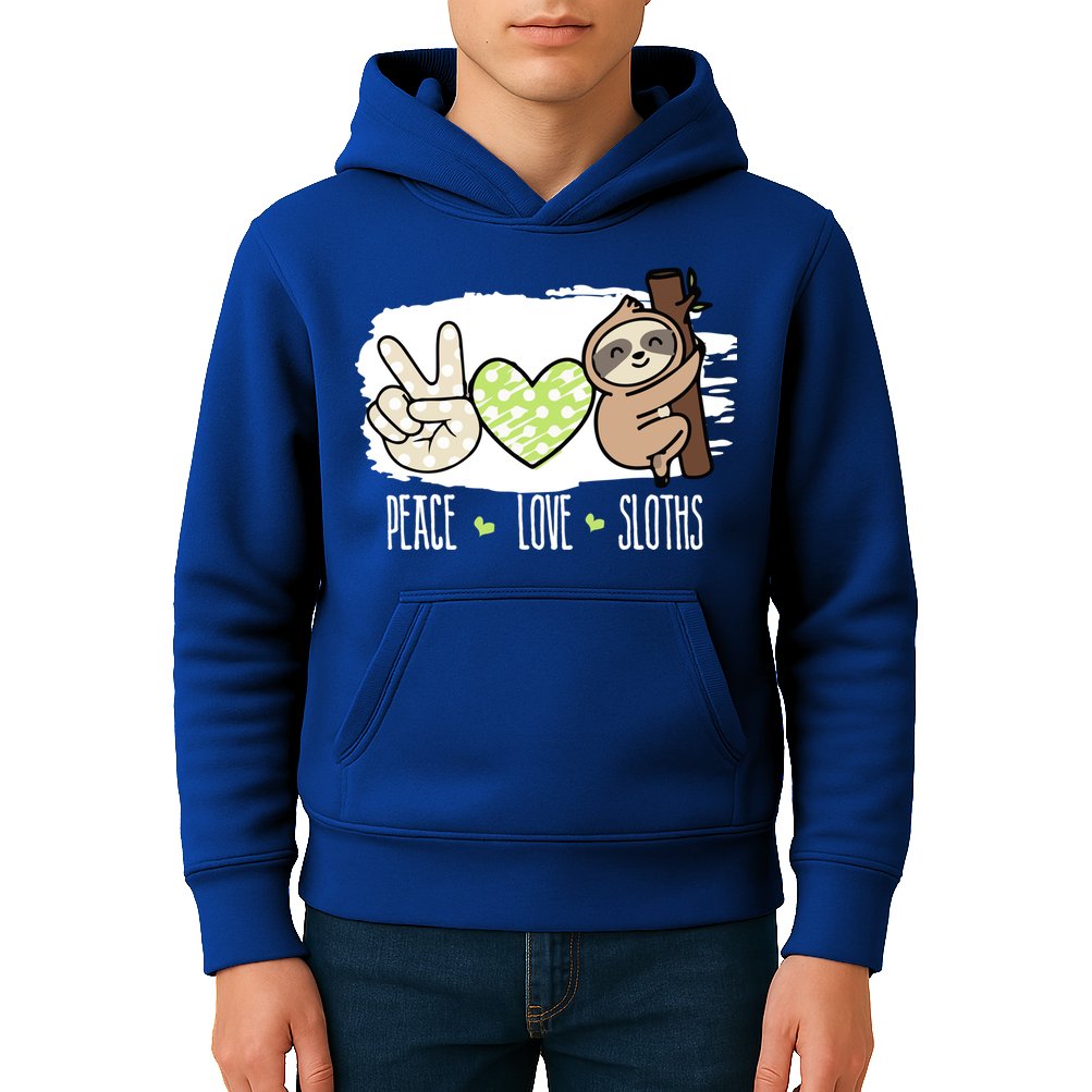 Peace Love Sloths Tropical Sloth Lover Hippie Gift Kids Hoodie