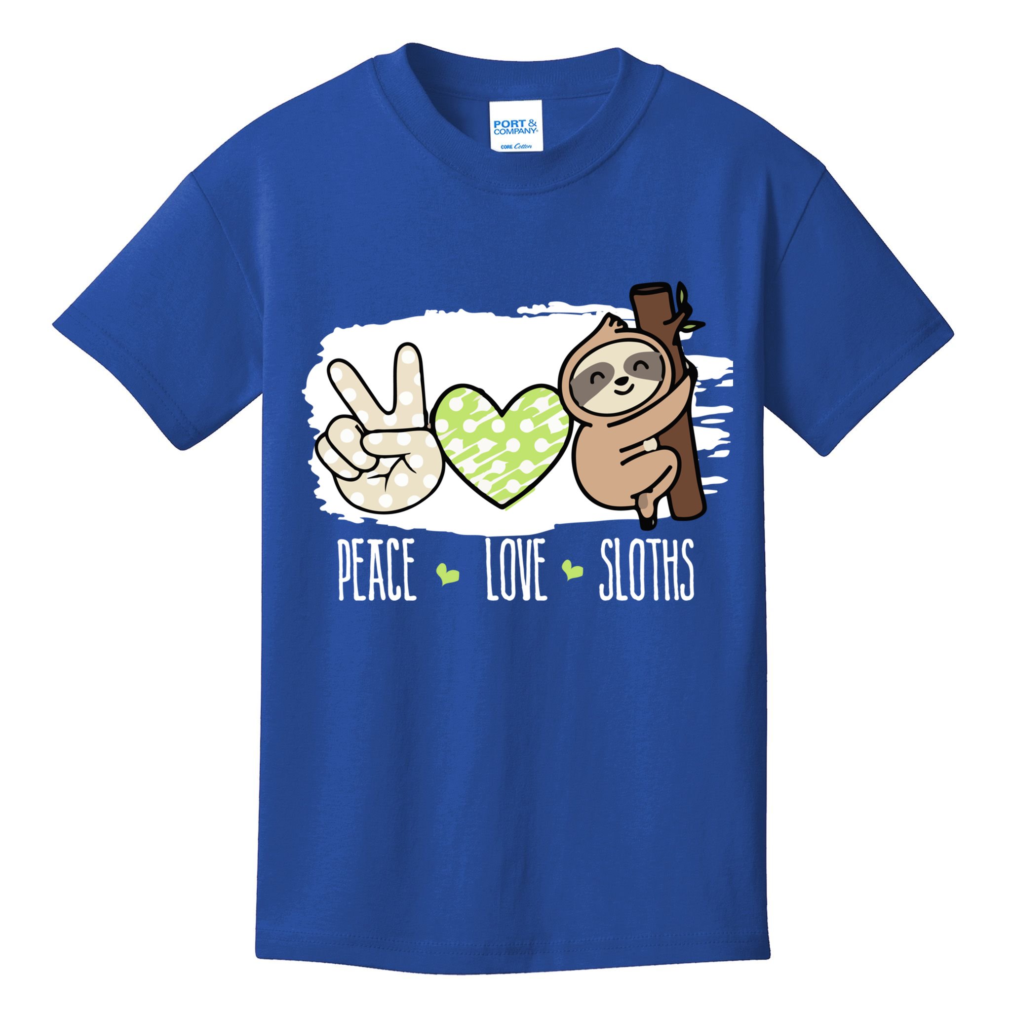Peace Love Sloths Tropical Sloth Lover Hippie Gift Kids T-Shirt