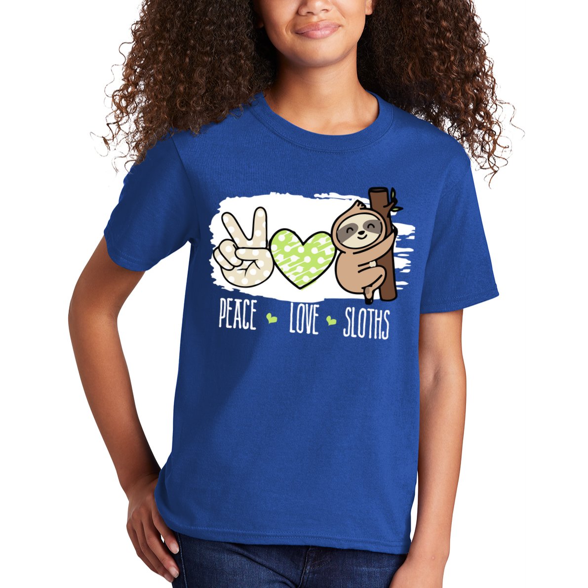 Peace Love Sloths Tropical Sloth Lover Hippie Gift Kids T-Shirt