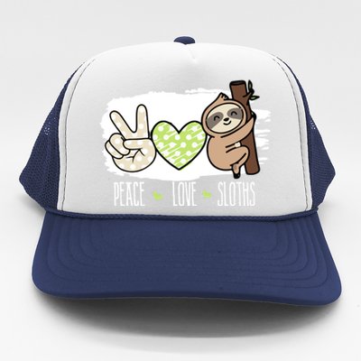 Peace Love Sloths Tropical Sloth Lover Hippie Gift Trucker Hat