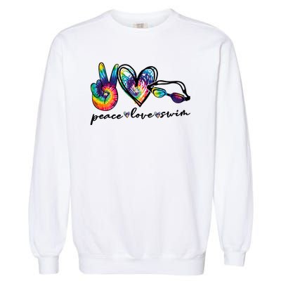 Peace Love Swim Swimmer Retro Garment-Dyed Sweatshirt