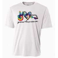 Peace Love Swim Swimmer Retro Cooling Performance Crew T-Shirt