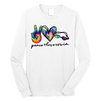 Peace Love Swim Swimmer Retro Long Sleeve Shirt