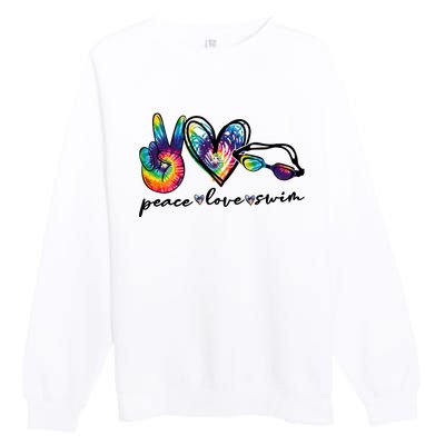 Peace Love Swim Swimmer Retro Premium Crewneck Sweatshirt