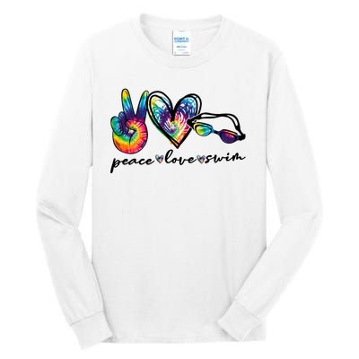 Peace Love Swim Swimmer Retro Tall Long Sleeve T-Shirt