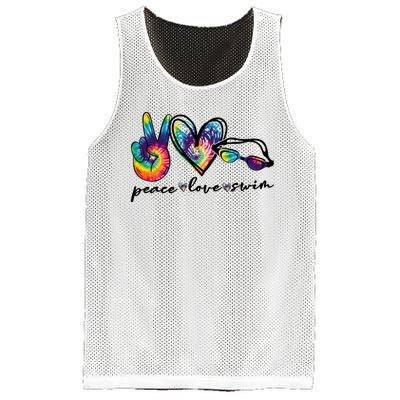 Peace Love Swim Swimmer Retro Mesh Reversible Basketball Jersey Tank