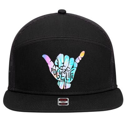 Pogue Life Shaka Hand Hang Loose Tie Dye Pattern (obx) 7 Panel Mesh Trucker Snapback Hat