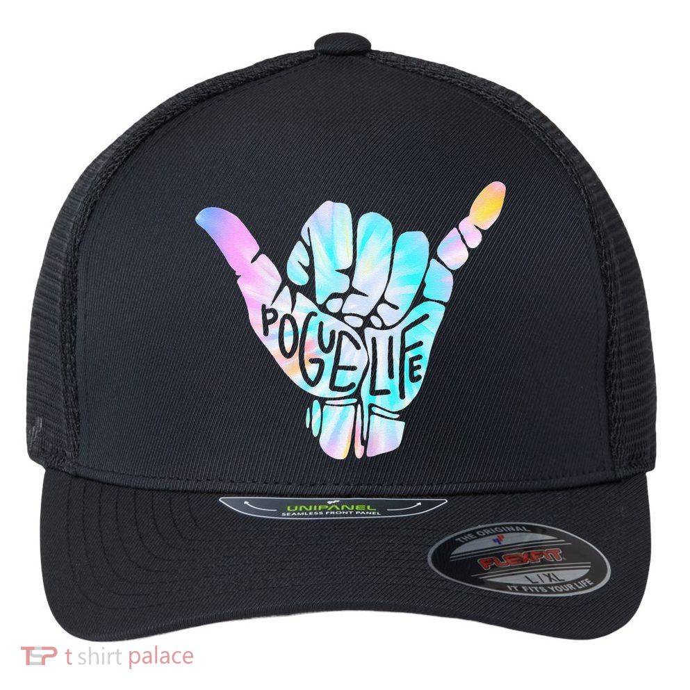 Pogue Life Shaka Hand Hang Loose Tie Dye Pattern (obx) Flexfit Unipanel Trucker Cap