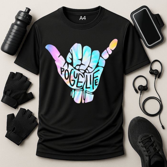 Pogue Life Shaka Hand Hang Loose Tie Dye Pattern (obx) Cooling Performance Crew T-Shirt