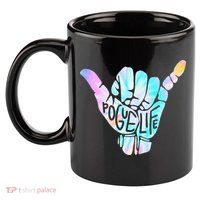Pogue Life Shaka Hand Hang Loose Tie Dye Pattern (obx) 11oz C Handle Ceramic Mug