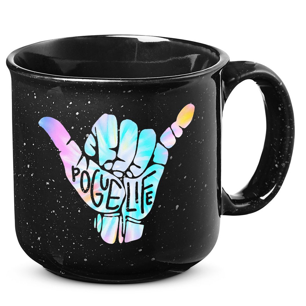 Pogue Life Shaka Hand Hang Loose Tie Dye Pattern (obx) 15oz Campfire Ceramic Mug