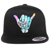 Pogue Life Shaka Hand Hang Loose Tie Dye Pattern (obx) Flat Bill Trucker Hat