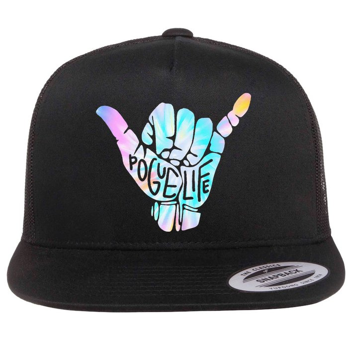 Pogue Life Shaka Hand Hang Loose Tie Dye Pattern (obx) Flat Bill Trucker Hat