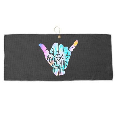 Pogue Life Shaka Hand Hang Loose Tie Dye Pattern (obx) Large Microfiber Waffle Golf Towel