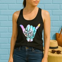 Pogue Life Shaka Hand Hang Loose Tie Dye Pattern (obx) Womens Tank Top