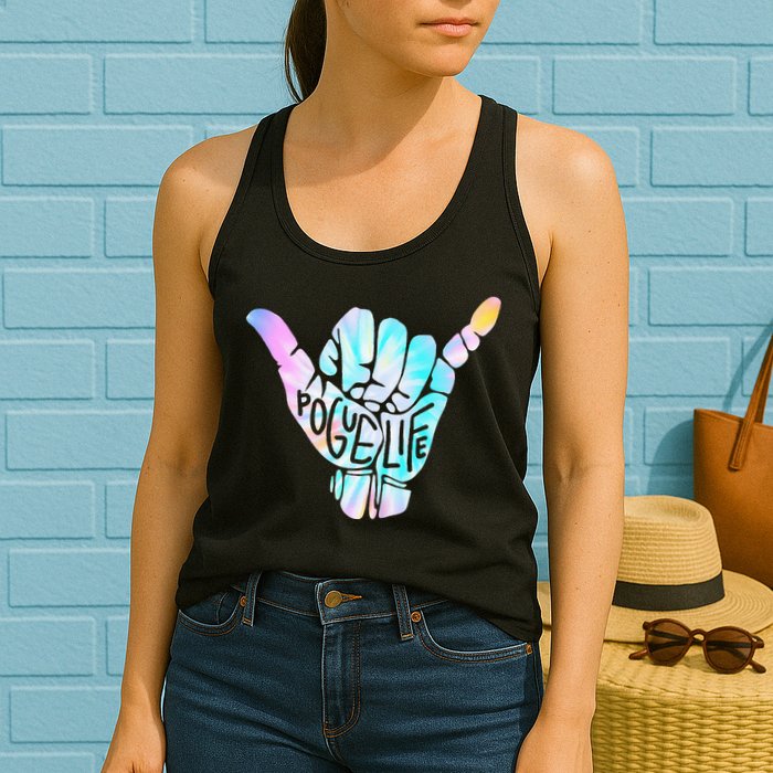 Pogue Life Shaka Hand Hang Loose Tie Dye Pattern (obx) Womens Tank Top