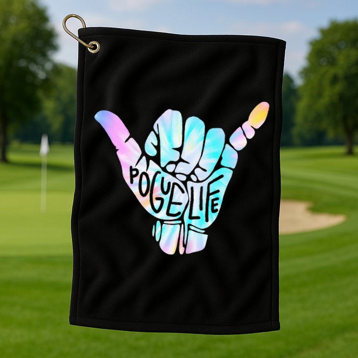 Pogue Life Shaka Hand Hang Loose Tie Dye Pattern (obx) Golf Towel