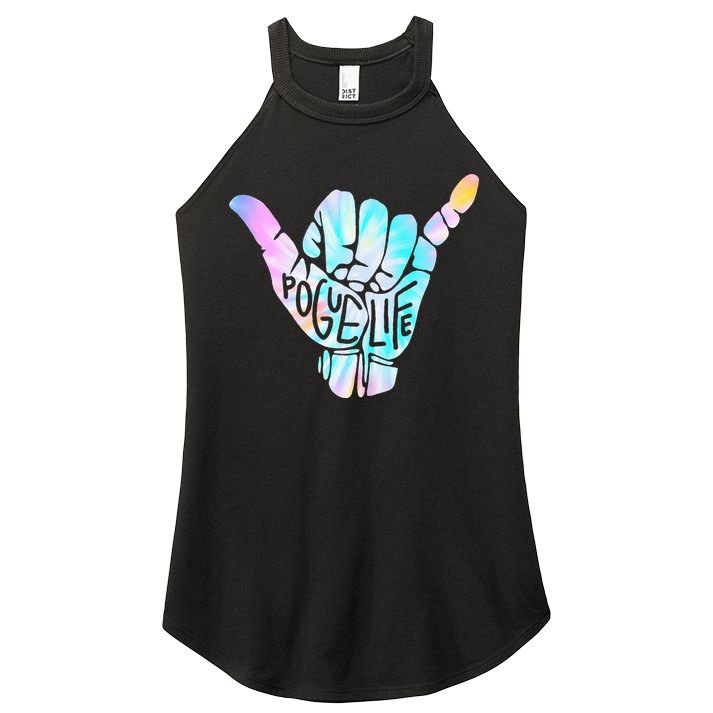 Pogue Life Shaka Hand Hang Loose Tie Dye Pattern (obx) Women's Perfect Tri Rocker Tank