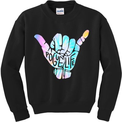 Pogue Life Shaka Hand Hang Loose Tie Dye Pattern (obx) Kids Sweatshirt