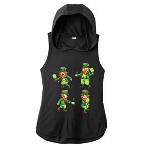 Pickleball Leprechauns St Patrick's Day Pickleball Player Ladies PosiCharge Tri-Blend Wicking Draft Hoodie Tank