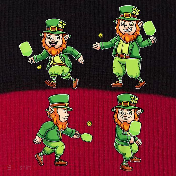Pickleball Leprechauns St Patrick's Day Pickleball Player Pom Pom 12in Knit Beanie