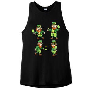 Pickleball Leprechauns St Patrick's Day Pickleball Player Ladies PosiCharge Tri-Blend Wicking Tank