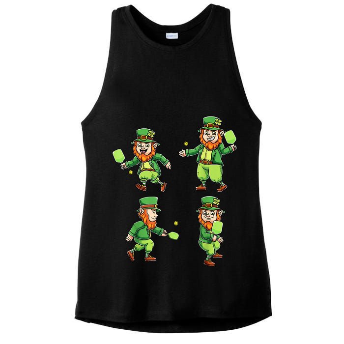Pickleball Leprechauns St Patrick's Day Pickleball Player Ladies PosiCharge Tri-Blend Wicking Tank